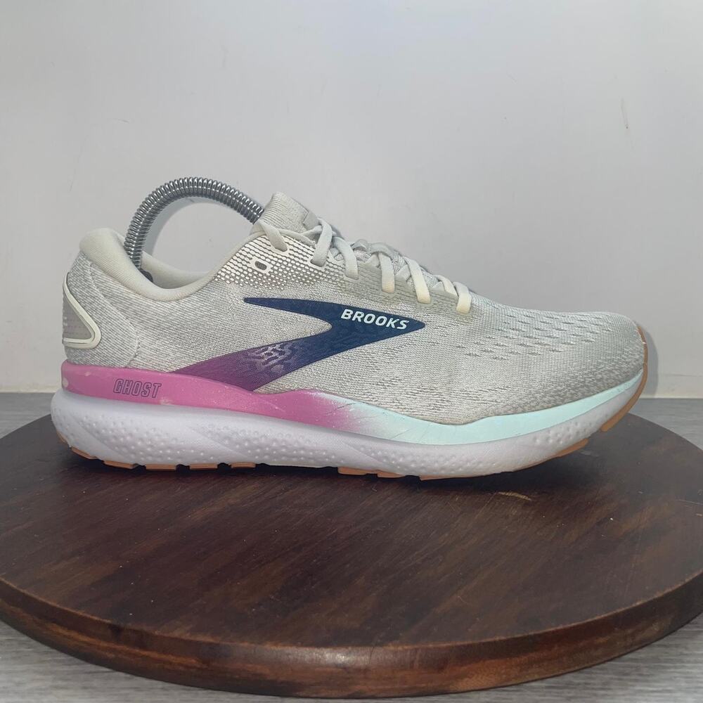 Brooks Ghost 16 Womens Size 9.5 Gray Blue Purple Walking Running Shoes Sneakers